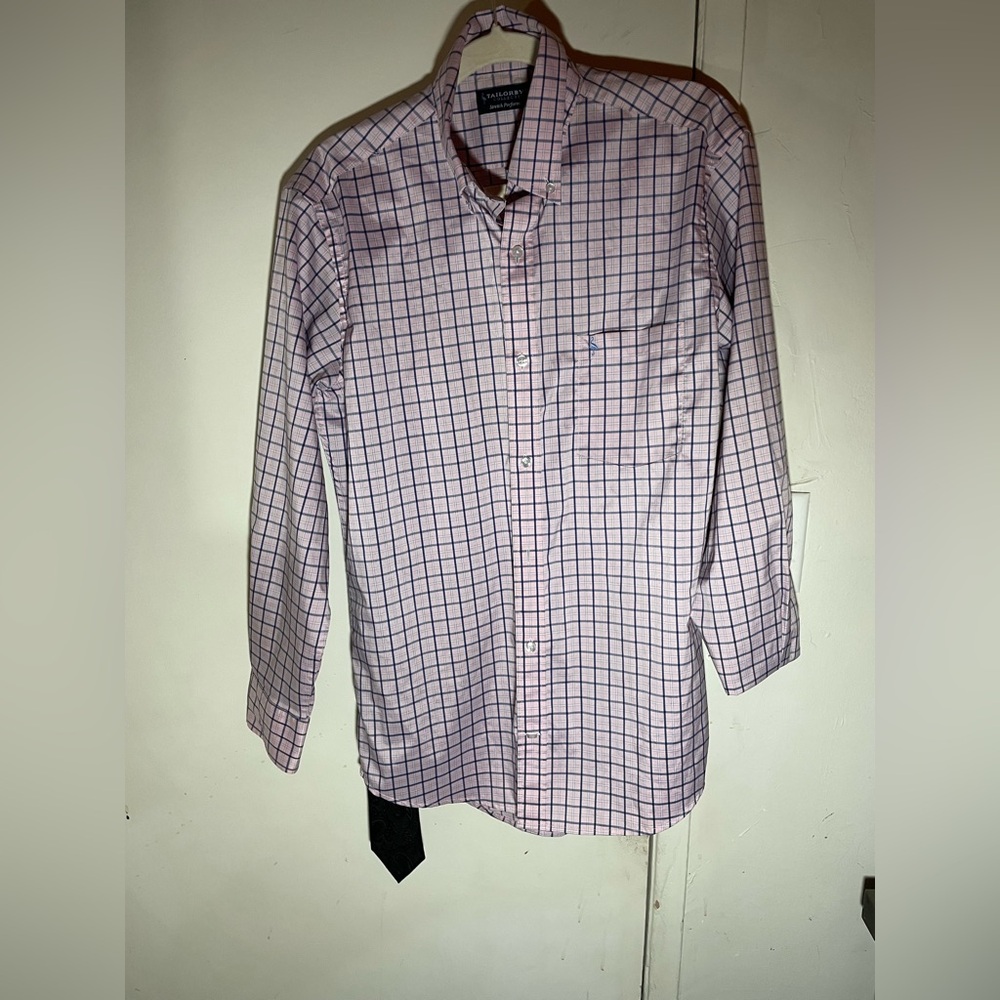 Men’s Pink and Blue striped button down shirt